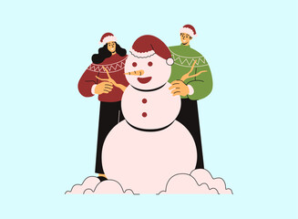 Making a Snowman with friends