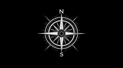 Obraz premium Compass with black background.