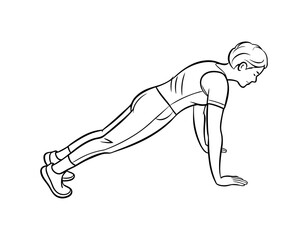fitness illustration of person in plank position workout