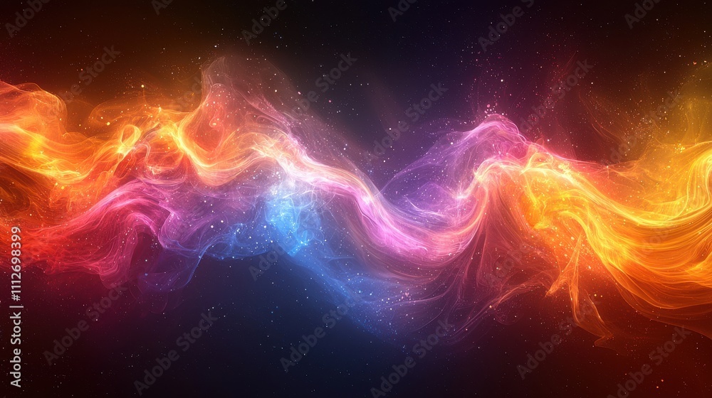 Poster colorful swirling patterns of light create a mesmerizing display in a cosmic space setting