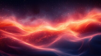 Obraz premium Abstract cosmic landscape with vibrant waves and glowing colors in a dark starry background