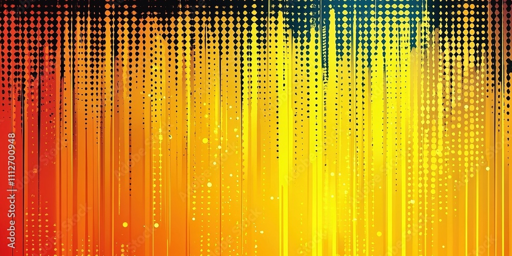 Poster colorful abstract gradient pattern with dotted textures and vertical lines creating a vibrant visual