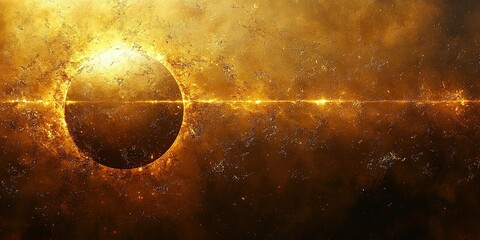 Captivating cosmic landscape featuring a solar eclipse with radiant light and celestial textures