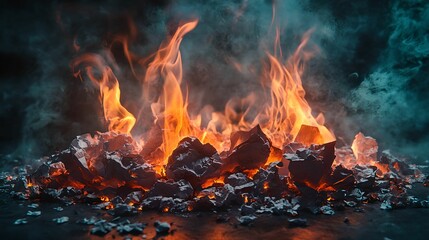 Fiery Flames of Aged Paper, fire, smoke, ashes, burn