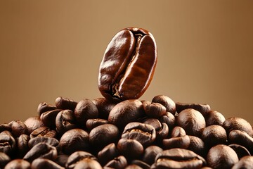 Close-up of a Roasted Coffee Bean, fresh, bold, crack, oil