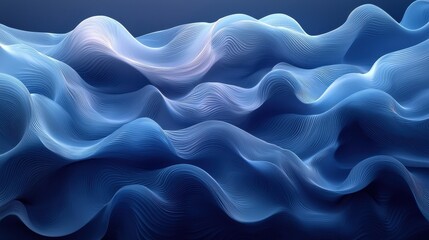 Obraz premium Abstract blue waves create a fluid and calming visual experience suitable for backgrounds or art displays