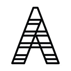 a black and white line drawing of the letter A in a simple, minimalist style