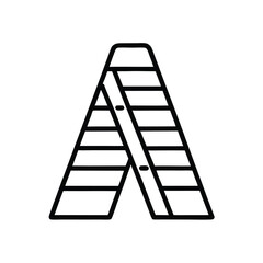 a black and white line drawing of the letter A in a simple, minimalist style