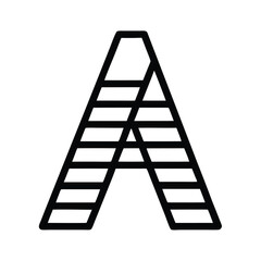 a black and white line drawing of the letter A in a simple, minimalist style