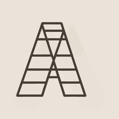 a black and white line drawing of the letter A in a simple, minimalist style