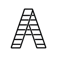 a black and white line drawing of the letter A in a simple, minimalist style