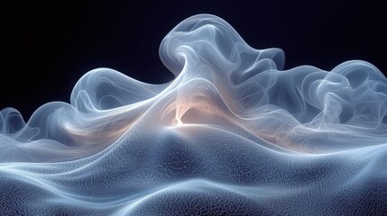Fototapeta premium Ethereal wisps of fog rise elegantly from a misty surface, creating a serene and tranquil atmosphere at twilight