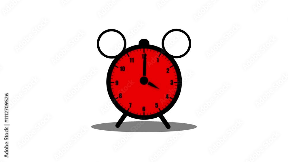 Poster animated ticking analog clock and alarm clock icon animation for time tracking and alerts.