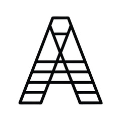 a black and white line drawing of the letter A in a simple, minimalist style
