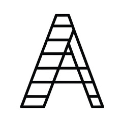 a black and white line drawing of the letter A in a simple, minimalist style