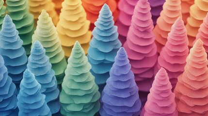 Obraz premium pattern of rainbow-colored Christmas trees, featuring bright colors