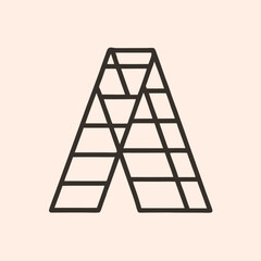 a black and white line drawing of the letter A in a simple, minimalist style