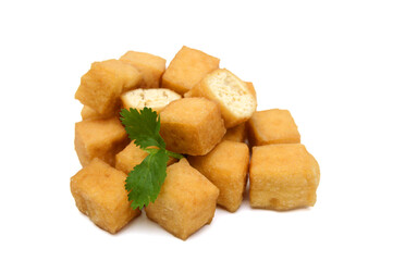 Closeup tofu isolated on white background