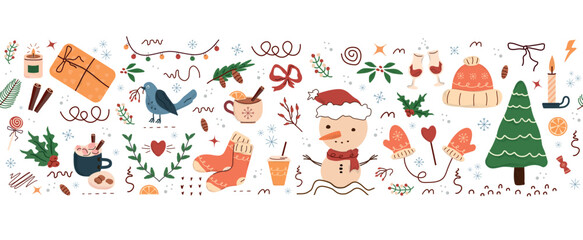 pattern, cute,  tree, stars, dots, snow, heart, design, hand, drawn, doodles, isolated, white, background, simple, concept,  print, banners, social networks, posters,  art, illustration, Doodle png