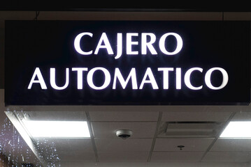 Cajero Automatico sign, indoors, 