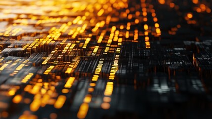 Blockchain concept. Big data binary code futuristic information technology, data flow. Transferring of big data. interconnected blocks of data depicting a cryptocurrency blockchain. 3D Rendering.