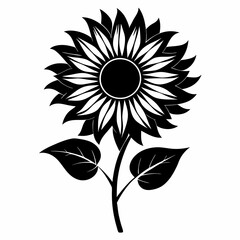 Sunflower Glow vector silhouette black design white background