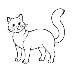 Cute cat illustration in a simple black and white line art style