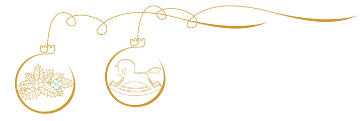 Christmas balls with golden line art stlye decorations