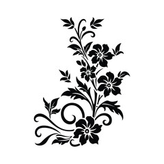 Decorative Floral Element Silhouette set Clipart on a white Background