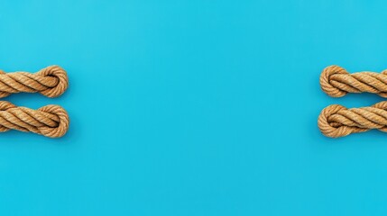 Naklejka premium Twisted Rope Knots on Vibrant Blue Background for Nautical Theme