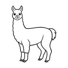 Cute llama outline drawing with a simple, playful style