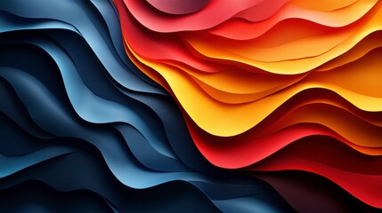 Fototapeta premium Stunning Abstract Paper Waves: A Vibrant Color Play of Layered Paper Art