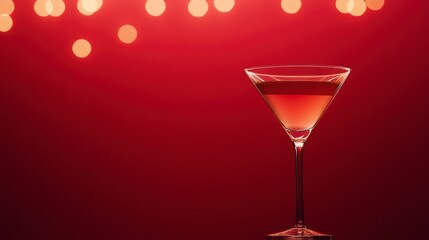Glass of red champagne drink with bokeh background
