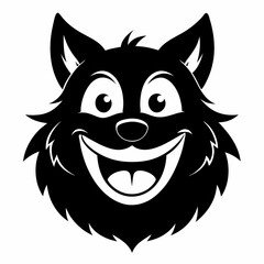 Wagging Smile vector silhouette black design white background