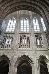 Interior of the Church in the Abbey of Mont Saint Michel in Normandy, France
