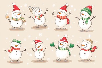Whimsical winter wonderland with cheerful snowmen and festive spirit
