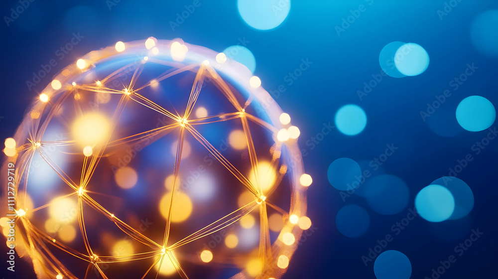 Canvas Prints abstract glowing network globe in blue background.
