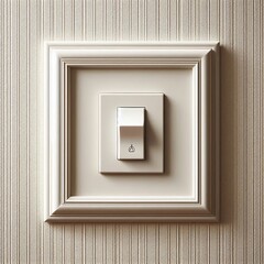 White european light switch on beige wall with wallpaper. AI generated.