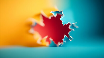 Colorful paper tear with vibrant background design.