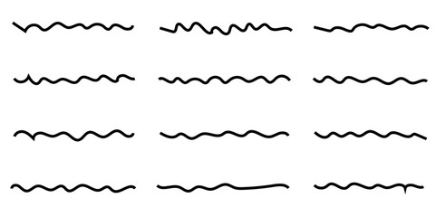 Abstract black wave background. waves line set. waves collection vector. Black wave line and wavy zigzag seamless pattern lines isolated on white background. Vector illustration with editable stroke.