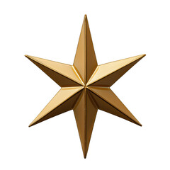 Obraz premium Golden star decoration with sharp points and shiny surface, perfect for festive occasions. isolated on transparent background