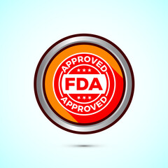 FDA approved icon, Food and Drug administration icon label, Orange Shadow Button Design