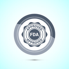 FDA approved icon, Food and Drug administration icon label, Gray Color Button Design