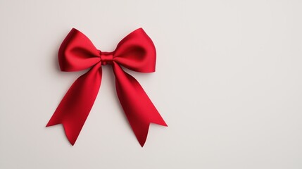 Elegant Red Satin Ribbon Bow Isolated on White Background for Holidays and Gift Design with Smooth Texture and Sophisticated Look