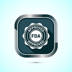 FDA approved icon, Food and Drug administration icon label, Gray Shadow Button Design
