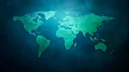 Fototapeta premium Stylized world map with green hues.