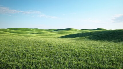 Rolling Green Hills Under a Blue Sky