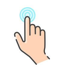 人差し指でタッチしているシンプルな人の手のアイコン - ボタンや画面を押すジェスチャーのイメージ素材