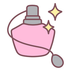 Cute pastel cosmetic make up illustration, cute pink parfum 