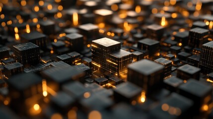 Obraz premium Blockchain concept. Big data binary code futuristic information technology, data flow. Transferring of big data. interconnected blocks of data depicting a cryptocurrency blockchain. 3D Rendering.